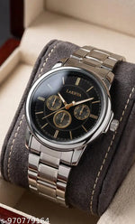 Day & Date Function Watch With Black Coated Dial, Stainless Steel Chain Analog Watch - For MenDay & Date Function Watch With Black Coated Dial, Stainless Steel Chain Analog Watch - For Men