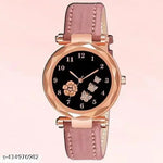 combo watch for women Best Quality Festive Season Flower Designer Round Dial Attractive Leather Belt combo wathces for women stylish girl watches analog leather belt watches wrist watches combo led watch for girl