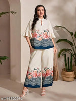 Women's Full Embroidery Co-ord Set of Top and Bottom