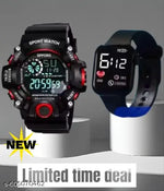 Classy Trending Black Dial black Strap Silicon Ultra LED Digital Watch For Boy & Girls  Red Square Ultra Band