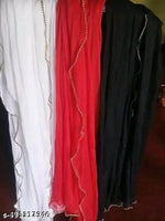 SUPAR LAINING DUPATTAS WITH FOUR SIDE GOLD PEARAL PAK OF 5 PICE SET>WHITE+BLACK+BEIGE+RED+YELLOW FOR WOMEN GIRLS