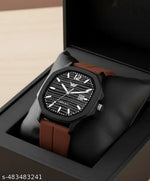 New Stylish LR 05 Black Dial Black PU Strap Watch For Boys And men