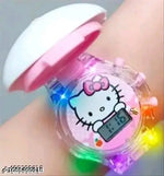 GOODLIKE Kitty Cat. Character Multicolored Glowing Light and Musical Digital Girl's Wrist Watch | Unique Cute Cartoon Character on Strap | Soft Silicone. Strap | Suitable for Age 3-12 Year Kids