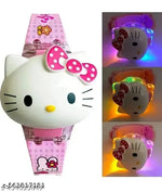Cat Character Multicolored Disco Light and Music Digital Girl's Wrist Watch Cum Toy (Best Return Gift for Boy's and Girl's)