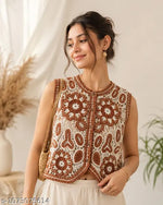 Notty Girl Boho Floral Crochet Button-Front Vest Top