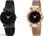 Best Quality Festive Season Flower Designer Round Dial Attractive Leather Belt women watches combo pack of 2 combo wathces for women stylish girl watches combo pack of 2 analog watches wrist watches combo watches