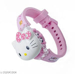 Cat 3D Action Figure Hello Kitty Face Based Toy Design Digital Glowing Watch with Disco Music and Blinking Lights for Kids | for Boys Girls- Good Birthday Return Gift