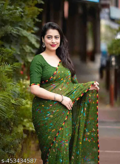 Georgette Printed Saree (With Lace Border)