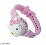 Cat Character Multicolored Disco Light and Music Digital Girl's Wrist Watch Cum Toy (Best Return Gift for Boy's and Girl's)