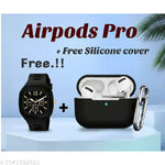 Premium Bluetooth Earbuds(AIRPOD PRO) & Digital Watch Combo – Noise-Canceling, True Wireless Earbuds, Sports, Sweatproof, Touch Control, Long Battery Life, Water-Resistant Luxury Analog Men’s Watch, Stylish Wristwatch(BT + CASE COVER + WATCH)