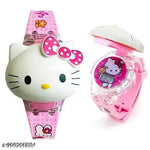 GOODLIKE Kitty Cat. Character Multicolored Glowing Light and Musical Digital Girl's Wrist Watch | Unique Cute Cartoon Character on Strap | Soft Silicone. Strap | Suitable for Age 3-12 Year Kids