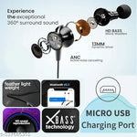 Black Bluetooth Neckband, Bluetooth Earphones, Fast Charging HD Quality Sound, neckband wireless headphone earbuds, Bluetooth Headphones with Long Hours of Playtime & Compatible for all Smartphones - Black