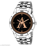 Talgo Analog Round Black Dial ALPHABET A Design Stylish Silver Stainless Steel Strap Classic Design Fancy Wrist Watch for Men and Boys, Pack of 1 - ALP-A-AVO-SIL-STL