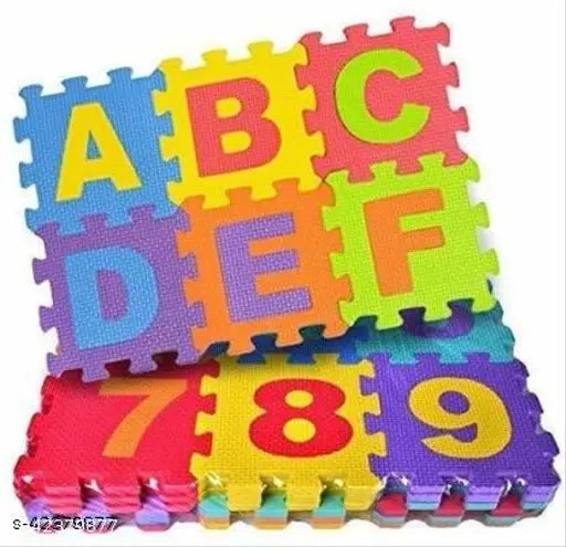 Trendy Kids Jigsaw Puzzle 36 Pieces Mini Puzzle Foam Mat for Kids, Interlocking Learning Alphabet and Number Mat for Kids - Multi-Color