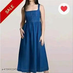 Woman denim Dress/Calf Length Denim dress/Maxi Length Denim Dress/Denim Middi
