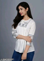 Rayon Top With White color of Embroidery