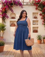 Woman denim Dress/Calf Length Denim dress/Maxi Length Denim Dress/Denim Middi