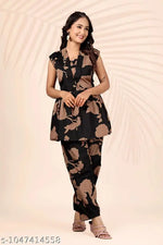 Women Loose Fit Co Ord Set, Printed Two Piece Set
