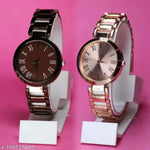 New Ethnic Solid Black Brown Metal Belt Analog Watches Combo for Women
