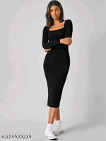 Solid Ribbed Square Neck Tank Dress