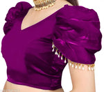 Solid Imported Organza blouse For Women, Zimmy Choo Fabric Blouse For Women, Readymade Blouse, Full Stitched blouse, Fancy Lace On Sleeve