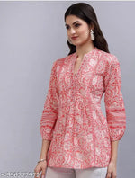 BLUEPRINTED COTTON TOPS FOR GIRLS