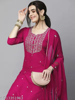 Viscose Rayon Kurta Pant Dupatta Set, Kurti Pant Dupatta Set, Kurta Set, Kurti Set, Solid kurta Set, fancy Kurta Set, Purple Kurta Pant Set, Embroidered Kurta Set, Ethnic Set, Latest Kurta Set, Designer Kurta Set, Women Kurta Set