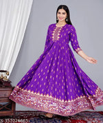 Women's Trending Embroidered Bandhej Anarkali Kurti