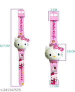 Cat 3D Action Figure Hello Kitty Face Based Toy Design Digital Glowing Watch with Disco Music and Blinking Lights for Kids | for Boys Girls- Good Birthday Return Gift