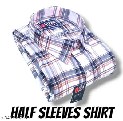 PLUS SIZE PREMIUM COTTON HALF SLEEVES SHIRT FOR MEN (WHITE) CHECKS SHIRT) 2XL,3XL,4XL 44,46,48, 4 XL PLAIN PRINTED CHECKS SHIRT FOR MAN