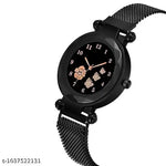 Women's Black Strap Butterfly desigen megnet Watch