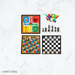 Premium Quality Wooden Ludo + Chess 2 in 1 Board Game With One Set OF Ludo Coins + Dice & Chess Man - For All Ages