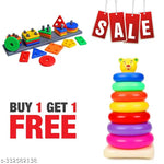 Teddy Rings for Kids with Play Set Toy, Brien Development Toy for Kids, Best Gift for Baby Boys and Girls- Multi Color