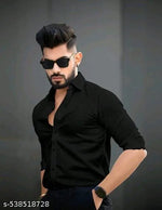 Mens wear trendy look solid readymade long sleeves shirts