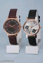 Best Quality Festive Season Flower Designer Round Dial Attractive Leather Belt women watches combo pack of 2 combo wathces for women stylish girl watches combo pack of 2 analog watches wrist watches combo watches