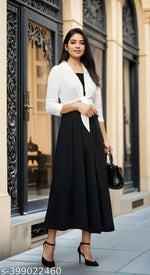 Fancy Georgette Knee Length Full Sleeve Round Neck Dori Belt  Dress
