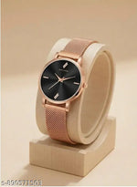 Jainx Rose Gold Magnet Mesh Chain Analog Wrist Watch for Women