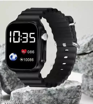 Classy Trending Black Dial black Strap Silicon Ultra LED Digital Watch For Boy & Girls  Red Square Ultra Band