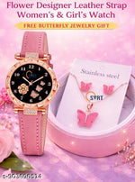 fashion jewellery new for woman and girlsTrendy Watch Bracelet Combo for Girls – Available in Black, White, Blue, Red & Pink