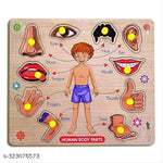 Set of 4 Wooden Knobbed Puzzle Include Wild Animal, Fruits, Transport, Vegetables - Wooden puzzle toys | Best Birthday Gift for Kids Ages 3 to 8 (Size 23x30 CM) Multicolor