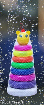 7 Ring Colorful Teddy Rings with Smiley Stacking Play Set Toy for Kids (Multicolor)