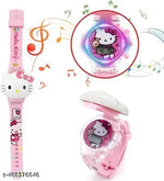 Cat Character Multicolored Disco Light and Music Digital Girl's Wrist Watch Cum Toy (Best Return Gift for Boy's and Girl's)
