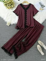 Women's stylish CO-RD SET with embroidery top and bottom wear