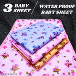 Kotton Candy Waterproof Sheet for Baby Boy and Girl || Newborn Baby Comfortable Spongy Plastic Mat for 0 to 12 Month || Washable / Reusable Bed Sheet ( Pack of 3 )