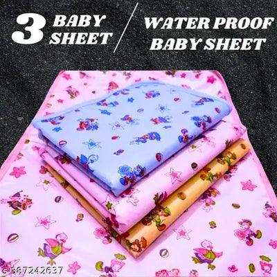Kotton Candy Waterproof Sheet for Baby Boy and Girl || Newborn Baby Comfortable Spongy Plastic Mat for 0 to 12 Month || Washable / Reusable Bed Sheet ( Pack of 3 )