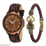 Rosra Golden Formal Watch For Men's Ring +Chain Freue (MOR RING+ CHAIN) For Men's