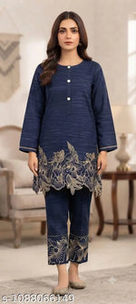 Women's stylish CO-RD SET with embroidery top and bottom wear