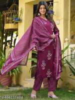 ROYAL ETHNIC FLAIR WOMEN'S PRINTED KURTA SET WITH DUPATTA  AND  BOTTOMWEAR