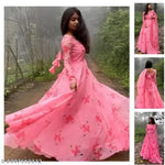 women stylish fancy modern designer anarkali gown with dupatta