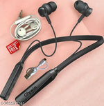 MB TRADE*** Neckband True Wireless Bluetooth Earphones, Wireless Neckband, Bluetooth in-Ear Earphone Headset, Headphones Budget   Earphones, 24 H Playtime, Trending Bluetooth Headphones - ( Black )